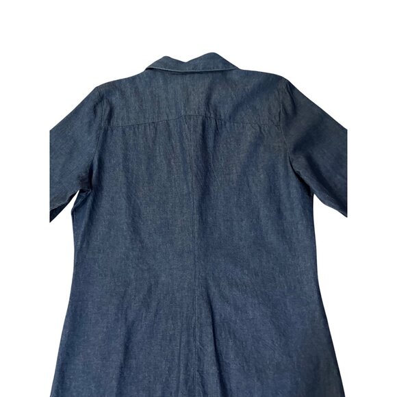 Vintage 90s Style Studio Denim Dress Womens M Red Gingham Cuff 3/4 Sleeve - Picture 5 of 16